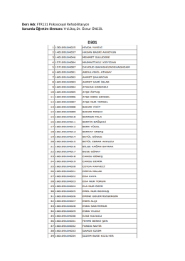 Ders Adı: FTR131 Psikososyal Rehabilitasyon Sorumlu Öğretim