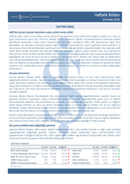 Haftalık Bülten - Türkiye İş Bankası A.Ş.