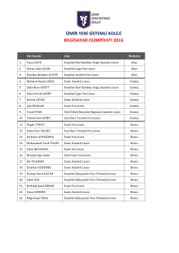 izmir yeni sistemli koleji bilgisayar olimpiyatı 2016