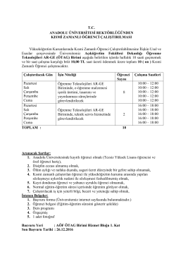 Kısmi Zamanlı Öğrenci Alımı İlanı(Açıköğretim Fakültesi Dekanlığı)