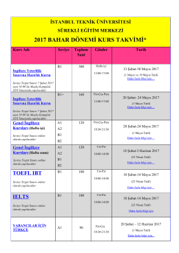 2017 bahar d&ouml;nemi kurs takvimi - İT&Uuml; Yabancı Diller Y&uuml;ksekokulu