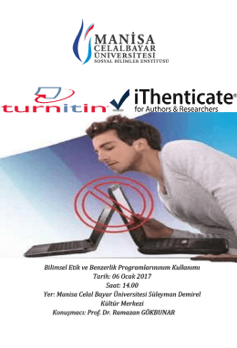 Genel Bilimsel Etik ve Benzerlik Programlarının Kullanımı
