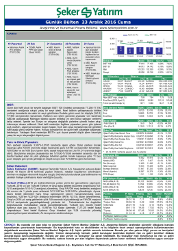 G&uuml;nl&uuml;k B&uuml;lten - Şeker Yatırım