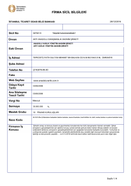 firma sicil bilgileri