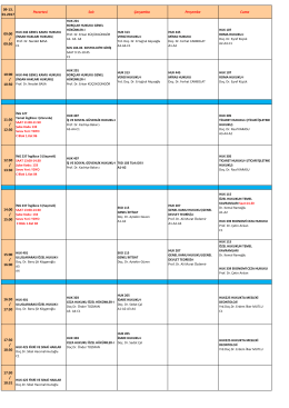 09-13. 01.2017 Pazartesi Salı &Ccedil;arşamba Perşembe Cuma 09:00