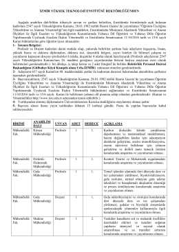 İlan Metni - İzmir Yüksek Teknoloji Enstitüsü