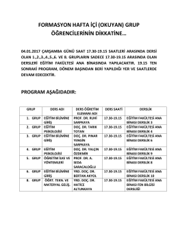 formasyon hafta içi (okuyan) grup öğrencilerinin dikkatine…