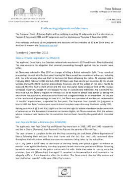 Forthcoming judgments and decisions Tuesday 6