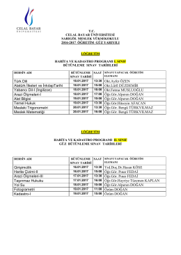 Öğrenci 2016-2017 Yılı Bütünleme Sınav Programı