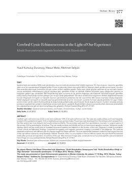 Cerebral Cystic Echinococcosis in the Light of Our Experience (PDF