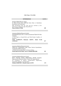 Cilt: 8 Sayı: 2 Yıl: 2016 İÇİNDEKİLER SAYFA Derleme Makale