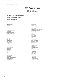 17th Volume Index 17. Cilt Dizini