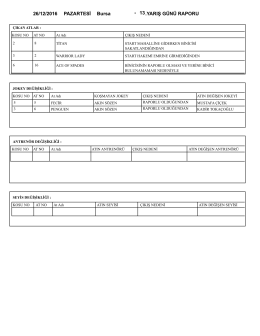 26/12/2016 PAZARTESİ 13.YARIŞ G&Uuml;N&Uuml; RAPORU Bursa