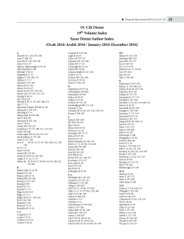 19 th Volume Index - Koşuyolu Heart Journal