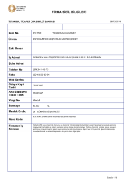 firma sicil bilgileri
