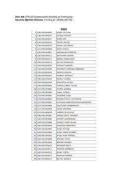Ders Adı: FTR135 Fizyoterapide Histoloji ve Embriyoloji Sorumlu