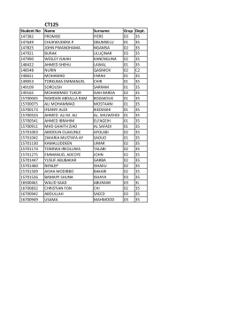 Student No Name Surname Grup Dept. 147382 PROMISE IYERE 03
