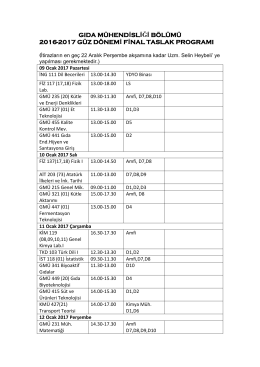 gıda mühendisliği bölümü 2016-2017 güz dönemi final taslak