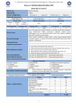 inşaat m&uuml;hendisliği b&ouml;l&uuml;m&uuml; - Erzurum Teknik &Uuml;niversitesi