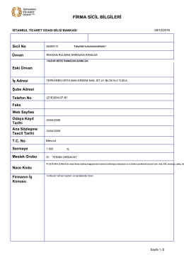 firma sicil bilgileri