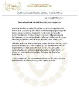 Başbakan Yardımcısı ve Maliye Bakanı Sayın Serdar Denktaş`ın 21