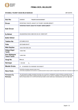 firma sicil bilgileri