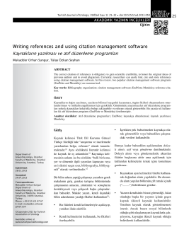 [Kaynakların yazılması ve atıf düzenleme programları] Writing