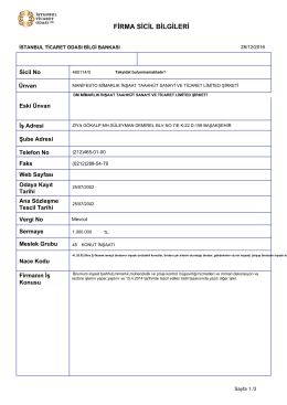 firma sicil bilgileri
