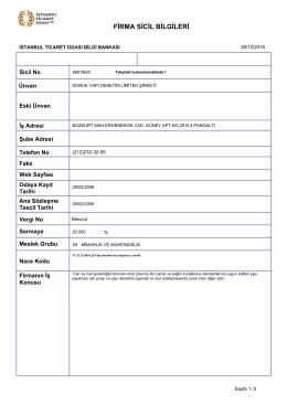 firma sicil bilgileri