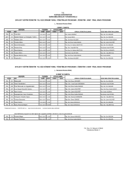 Yerel Yönetimler Programı Final Sınav Tarihleri