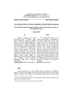 G&ouml;nderim Tarihi: 05.01.2016 Kabul Tarihi: 24.04.2016 S&Acirc;L