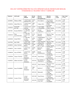 2016-2017 eğitim-öğretim yılı güz dönemi sağlık hizmetleri meslek