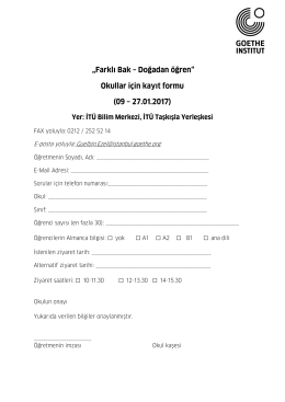 „Farklı Bak – Doğadan öğren“ Okullar için kayıt formu (09 – 27.01