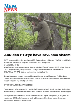 ABD`den PYD`ye Hava Savunma Sistemi