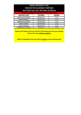 sofl 205 güz dönemi final sınavı takvimi