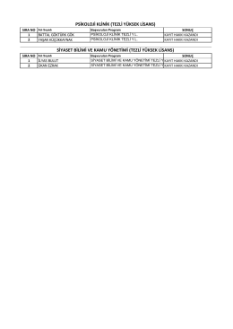 PSİKOLOJİ KLİNİK (TEZLİ Y&Uuml;KSEK LİSANS) SİYASET BİLİMİ VE