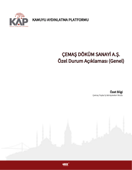 &Ccedil;EMAŞ D&Ouml;K&Uuml;M SANAYİ A.Ş. &Ouml;zel Durum A&ccedil;ıklaması (Genel)