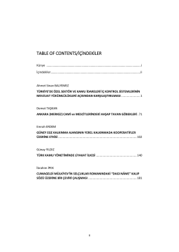 TABLE OF CONTENTS/İ&Ccedil;İNDEKİLER