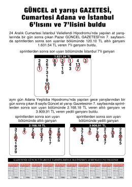 G&Uuml;NCEL at yarışı GAZETESİ, Cumartesi Adana ve