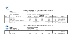 1 Elif ERDEM 70,9 42,55 66,3 26,50 69,1 Sınava Girecek 2 Ahmet
