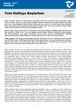 Yeni Haftaya Başlarken