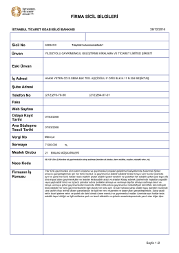 firma sicil bilgileri