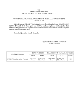 İnsan Kaynakları Yönetimi Dersi Telafi Duyurusu