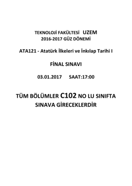 tüm bölümler c102no lu sınıfta sınava gireceklerdir