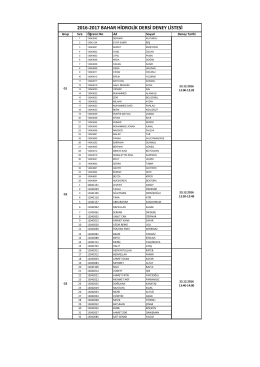 2016-2017 Güz Hidrolik Deney Listeleri (2.Deney)