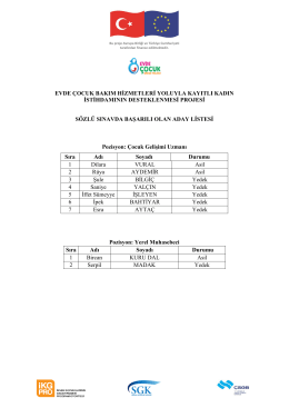 Evde &Ccedil;ocuk Bakımı Projesi S&ouml;zleşmeli Personel Alımı M&uuml;lakat