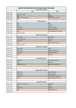 endüstri mühendisliği bütünleme sınav programı