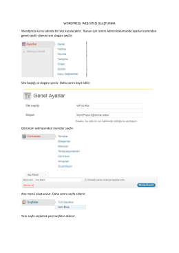 WORDPRESS WEB SİTESİ OLUŞTURMA Wordpress Kursu adında
