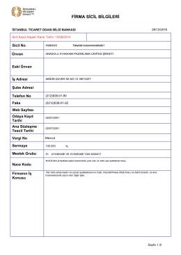 firma sicil bilgileri