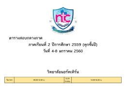 ตารางสอบกลางภาค ภาคเรียนที่2 ปีการศึกษา 2559 (ทุก